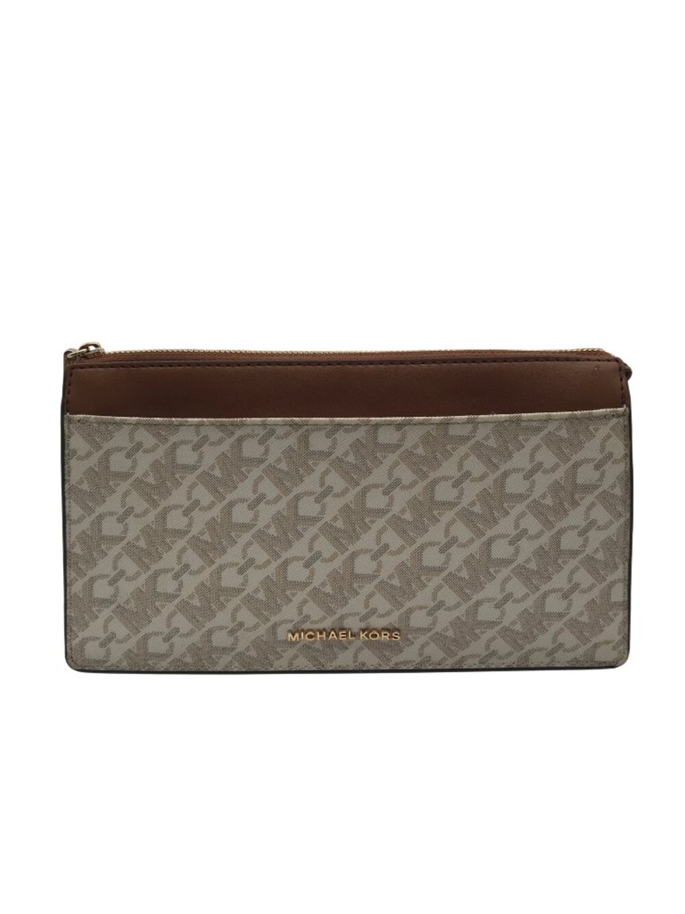 Michael Kors Vanilla & Luggage Brown Trim Empire Convertible Crossbody